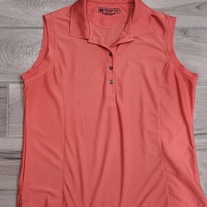 Women's Sleeveless Polo Top in Coral